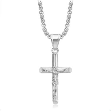 Imagem de StyleJella requintados colares de cruz de aço inoxidável, uma mistura perfeita de estilo gótico e fé cristã, adequado para homens e mulheres, acessórios modernos, material hipoalergênico, opções para