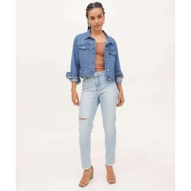 Imagem de Calça Jeans Destroyed Reta Feminina Puídos-41062 - Ecxo Jeans, 42, Jea