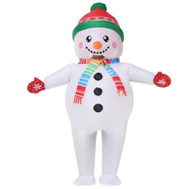 Imagem de Arokibui Fantasia inflável de boneco de neve, fantasia de Natal, festa de Halloween, decoração de Natal, Verde, G