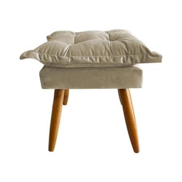 Imagem de Banqueta Puff Opala Pés Palito Banco Sala Puf Retangular Bege