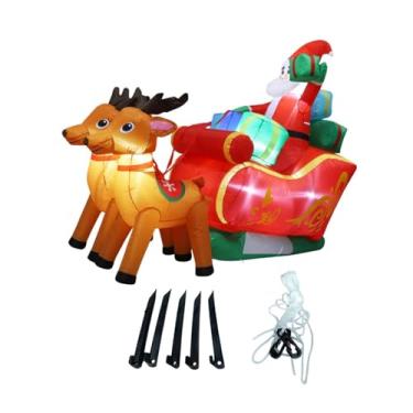 Imagem de Fenteer Trenó inflável de Natal com Papai Noel e renas para decoração de jardim, com caixa de presente, 1.8 Milhões