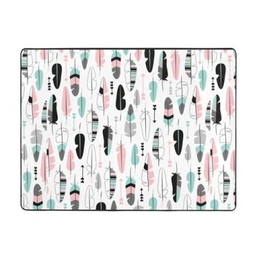 Imagem de ZERAOKE Tapete de área de penas 48 x 63 polegadas, lavável na máquina com suporte antiderrapante, tapetes macios para sala de estar, quarto, entrada, quarto de crianças, decoração de casa