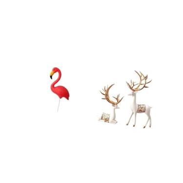 Imagem de Fenteer Ornamento de Jardim de Fadas com Flamingo E Escultura de Estátua de Rena Europeia para Decoração de Quintal Na Primavera E para Colecionadores Amantes