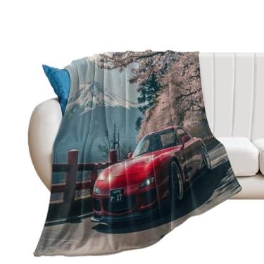 Imagem de HouLaiZhe Cobertor super macio de flanela flor de cerejeira JDM Rx7 Mount Fuji, cobertores refrescantes leves para sofá-cama, cadeira, sofá, carro, viagens ao ar livre, leve, quente, 76 cm x 101 cm