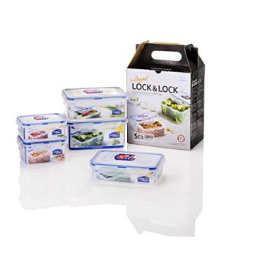 Imagem de Jogo Pote Quadrado Lock Lock Plástico Com 5 Peças, Etna 415404, Multicor Etna Multicor