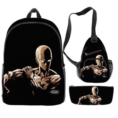 Imagem de Conjunto de mochilas escolares One Punch Man Saitama, 3 peças para crianças