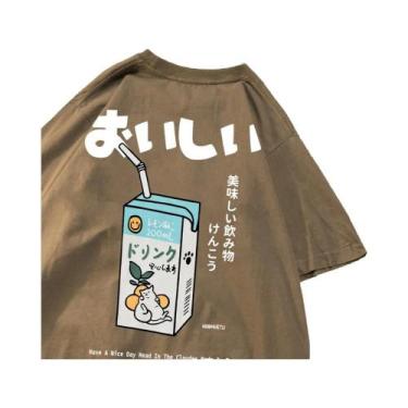 Imagem de Camiseta Unissex Oversized De Algodão Com Estampa De Gato Japonês Mang