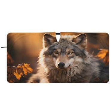 Imagem de CEBUGI Para-brisa de carro dobrável, para-sol, lobo, luz solar, sombras, janela de carro, guarda-chuva, para-brisa frontal, para-sol para acessórios de carro, bloqueador solar reflexivo para carro, P