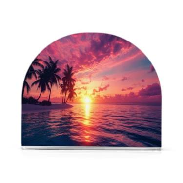 Imagem de STAYTOP Porta-guardanapos, porta-guardanapos de praia pôr do sol para mesas cozinha restaurante decoração de casa, suporte decorativo moderno para guardanapos de coquetel de papel de jantar