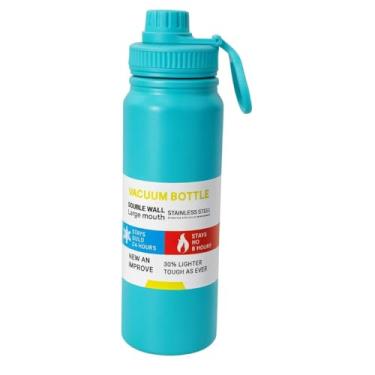 Imagem de Garrafa Térmica Inox 800ml com Alça e Bico Esportivo | Isolamento a Vácuo | Ideal para Academia, Escritório e Aventuras | Hidratação Diária (Azul Turquesa)