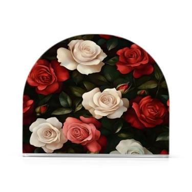 Imagem de Qilmy Porta-guardanapos de rosas do dia dos namorados para mesas - porta-guardanapos para cozinha, porta-guardanapos de mesa, porta-guardanapos de coquetel, porta-guardanapos moderno, guardanapos de