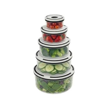 Imagem de Kit 5 Potes Herméticos Redondos Freezer Micro-ondas BPA Free