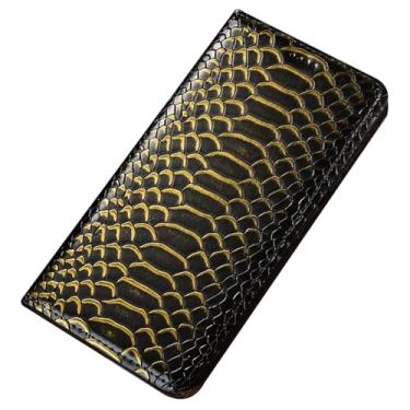 Imagem de LTLMYDAM Capa flip para Xiaomi 17 Pro Max/17 Pro/17, capa carteira de couro genuíno feita à mão, capa de telefone fólio brilhante e antiqueda, preta, 17 Pro Max