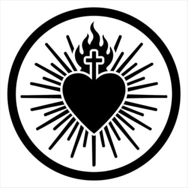 Imagem de Adesivo de recorte Sagrado Coração em Chamas - Diversas Cores e Tamanhos - Para Carro, Vidro, Portas, Paredes Lisas entre outros (PRETO, 36X36 CM)
