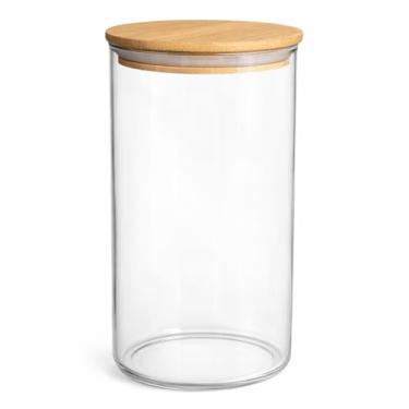 Imagem de Pote de Vidro Borossilicato Hermético com Tampa de Bambu – 1000ml, Vedação em Silicone, Ideal para Mantimentos, Grãos e Cereais