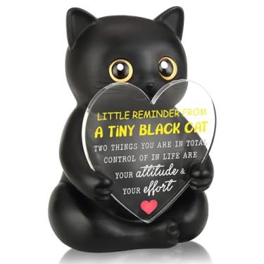 Imagem de FTONENI Presente de decoração de mesa de incentivo de gato preto para colega de trabalho, professor, mentor, enfermeira, estatueta inspiradora de mesa de escritório sobre atitude e esforço - FDD617