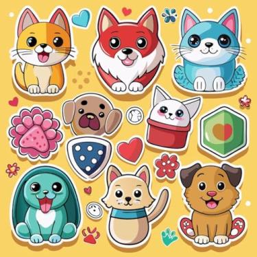 Imagem de Adesivos de Animais Fofos Kawaii para Quarto e Cadernos para Crianças - Decoração Colorida e Divertida 40x40cm