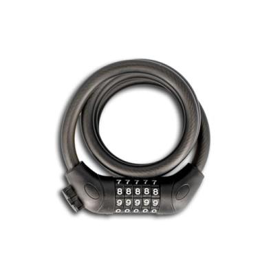 Imagem de Cadeado de bicicleta combinado, senha redefinível de 5 dígitos, preto fosco fosco, trava de cabo de metal de 12 polegadas, cabo antifurto resistente de 12 mm, trava de segurança para bicicleta com