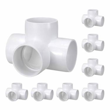 Imagem de Pacote com 8 encaixes de tubulação de cotovelo de PVC SCH40 de 3,8 cm, encaixe cruzado de saída lateral de canto de cotovelo de PVC de 4 vias, conectores de tubo de grau de móveis para projeto DIY