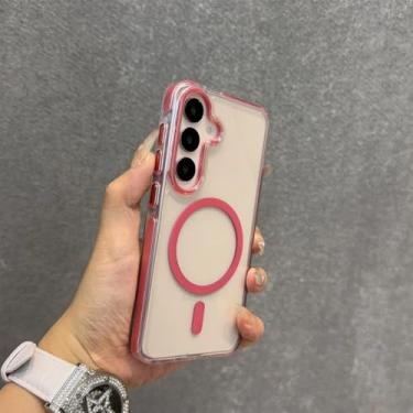 Imagem de Capa transparente com alça de pulso magnética para carregamento, vermelha, para Samsung A56, A36, A25, A05, A15 e Galaxy S24 Ultra e S25 Plus, da marca DanKe. Compatível também com Galaxy A06 4G.