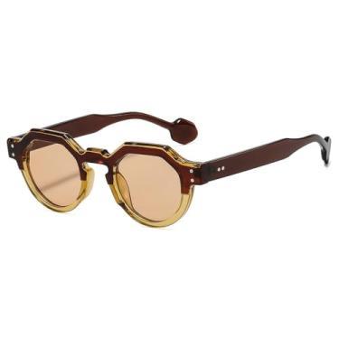 Imagem de Óculos de Sol UV400 - Armação Pequena com Rebites Redondos Irregulares, Estilo Punk, para Homens e Mulheres, Esportivos, para Corrida e Ciclismo, Amarelo