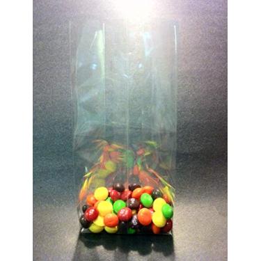 Imagem de UNIQUEPACKING 100 peças 5 x 4 x 15 sacos de celofane reforçados laterais transparentes bons para confeitaria de biscoitos doces