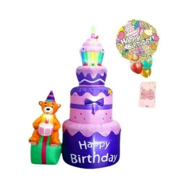 Imagem de Boneco De Neve Inflável De Natal De 1,8m Com Luzes LED Para Decoração 