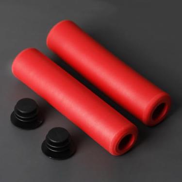 Imagem de 1 par de manoplas de silicone para ciclismo ao ar livre MTB Mountain Bike guidão capa antiderrapante forte suporte peças de bicicleta (tamanho vermelho: 13 x 3 cm diâmetro interno 1,7 cm)