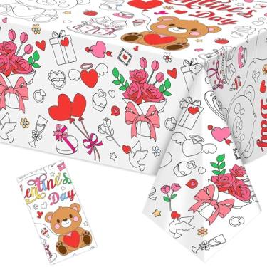 Imagem de MDCGFOD Pôster de toalha de mesa para colorir dia dos namorados 137 x 274 cm - presentes de dia dos namorados para crianças em sala de aula, atividades de jogos, faixa gigante para colorir, artesanato