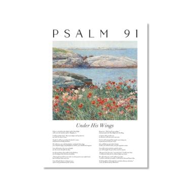 Imagem de Coleção de Salmos das Escrituras Monet Van Gogh Famosa Pintura Aquarela Impressão Verso da Bíblia Pôster em Tela Decoração de Parede de Casa Cristã (SKU12,8x30,5 cm = (20 x 30 cm), sem moldura)