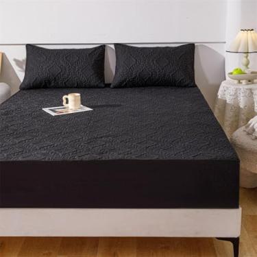 Imagem de Lençol com elástico alto, lençol de cama, protetor de colchão coleção de hotel, ultramacio e lavável, para sofás e colchões ajustáveis - preto | 200 x 200 cm