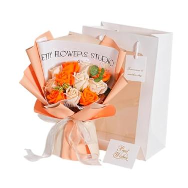 Imagem de WeiLaiKeQi Rosas preservadas duram de 2 a 3 anos. Flores artificiais que parecem eternas. Românticas para o Dia dos Namorados, aniversário de casamento, noivado, Laranja