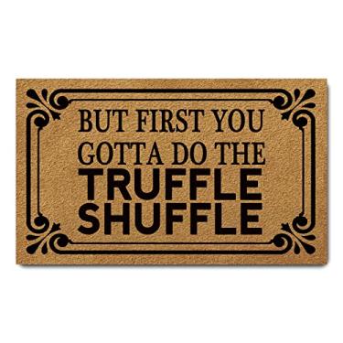 Imagem de FunXiLin Tapetes de porta engraçados de boas-vindas para decoração de casa (45 x 75 cm) tapetes de presente com borracha antiderrapante na parte de trás tapetes de cozinha capacho personalizado para