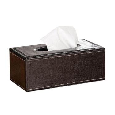 Imagem de Suporte de caixa de lenços de couro tamanho grande porta-guardanapos casa escritório hotel carro caixa de papel bolsa de armazenamento caixa de lenços (cor: C grande)
