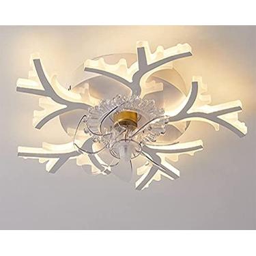 Imagem de Ventilador de teto com lâmpada, ventilador de teto moderno para quarto, silencioso, com cúpula de acrílico, para sala de estar, com 5 pás e luzes LED, ideal para sala de jantar, escritório,