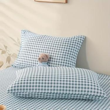 Imagem de Fronha xadrez estilo INS, design quadriculado, tamanho único e duplo, compatível com hotel, quarto, dormitório, casa, presente, estilo1