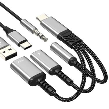Imagem de Adaptador auxiliar para USB C (3 em 1) divisor de fone de ouvido de 3,5 mm para iPhone 17 16 15 Pro Max Cabo de áudio tipo C para Apple Cord Charger Dongle OTG Carregamento duplo para iPad Car Porta