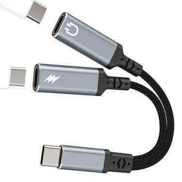 Imagem de Adaptador de fone de ouvido divisor USB C (2 em 1) para iPhone 17 16 15 Pro, carregador tipo C, conector de áudio, cabo auxiliar de carregamento duplo para fone de ouvido Apple Fast Multi Port para