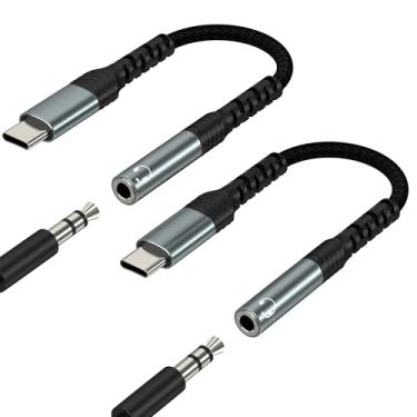Imagem de Adaptador de áudio USB C para 3,5 mm (pacote com 2) para fone de ouvido Iphone 17 16 15 Pro Max para cabo Apple tipo C Dongle compatível com Samsung Galaxy S25 S24 S23 DAC acessórios de carro com fio