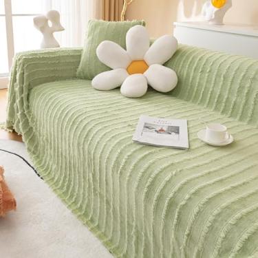 Imagem de Manta grande de borla macia para sofá de 1/2/3/4 lugares – Cobertor decorativo leve reversível para cadeira, sofá, cama – Cobertor versátil e elegante