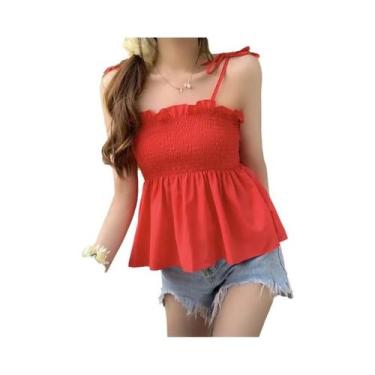 Imagem de Camisola Feminina Sem Costas Y2K 2024, Top Casual Elegante Em Cor Sóli