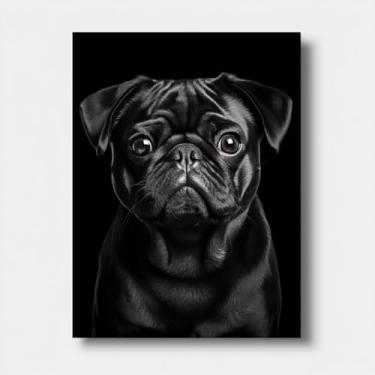 Imagem de Kits DIY de ponto de cruz com contagem de cães pug preto fácil para iniciantes 11CT bordado ponto cruz conjunto artesanato arte decoração de parede 30 x 40 cm