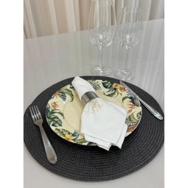 Imagem de Jogo Americano Mesa Posta Impermeável Redondo ou Retangular para Jantar e Eventos – Kit 4 ou 6 Lugares Decorativo Luxo (7. Preto,6 unidades)