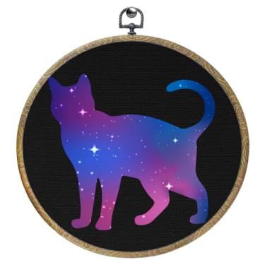 Imagem de Gatos pretos com lua emoldurada decoração de parede em tela arte de parede arte pendurada arte 0584