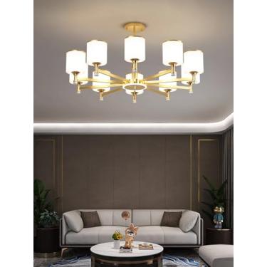 Imagem de Luminária de teto LED moderna com 3 cores ajustáveis, dourada, de embutir, com estrutura em ferro forjado e cúpula de vidro de alta transmissão, perfeita para sala de estar e sala de jantar