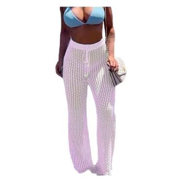 Imagem de Calça Feminina Saída De Praia Tricot Flare Acinturada Verão - EUC STOR