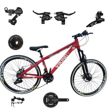 Imagem de Bicicleta 26 VikingX Tuff30 24v Shimano Avançado Cubo K7  Pneu Slick Fino Faixa Branco1.50-Unissex