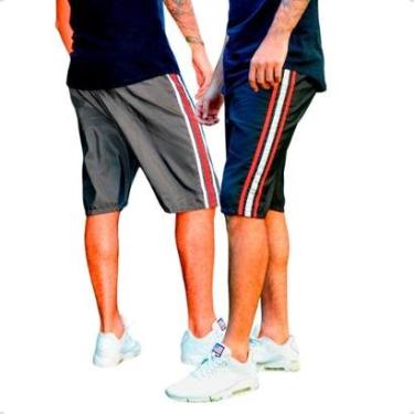 Imagem de KIT 2 Bermudas Tactel Masculina Treino Academia Bolso Traseiro KIT-2-195 - P-Masculino