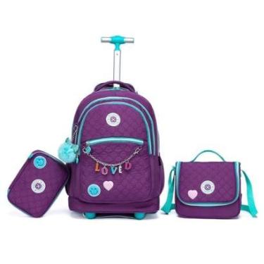 Imagem de Mochila Juvenil Bolsa Resistente Lancheira Termica Estojo Grande 1 Litro-Feminino