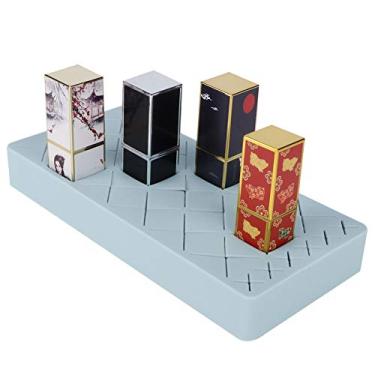 Imagem de Estink 24 Espaços Porta-Batom de Silicone 9 X 19cm Organizador de Batom Com Design Removível, para Pincéis de Maquiagem, Esmaltes e Delineador (Azul)